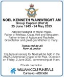 Noel Wainwright Funeral – 2 June&nbsp;2023